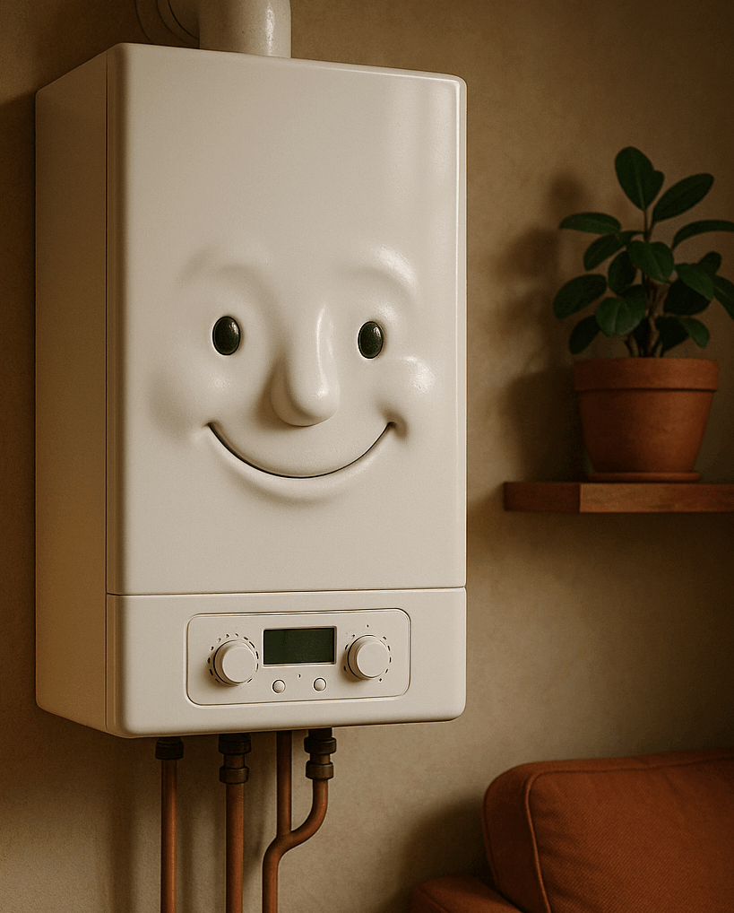 Happy boiler in a home